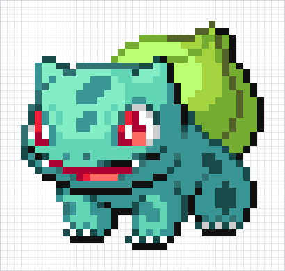 Bulbasaur Pixel Art Grid