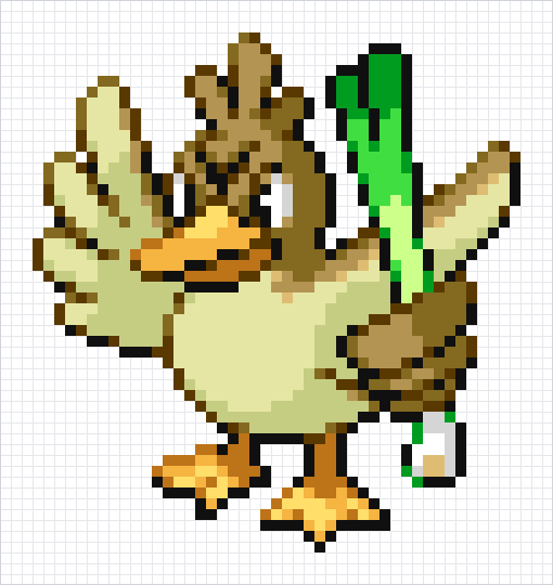 FarfetchD Pixel Art Grid