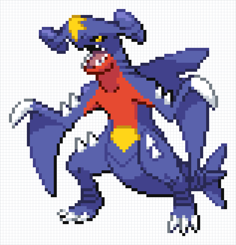 Garchomp Pixel Art Grid