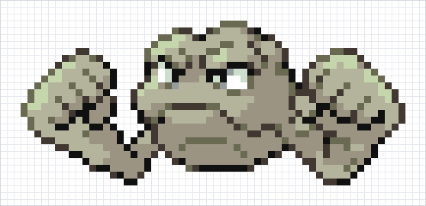 Geodude Pixel Art Grid