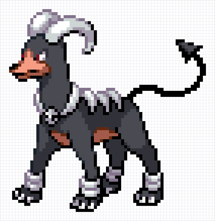 Houndoom Pixel Art Grid