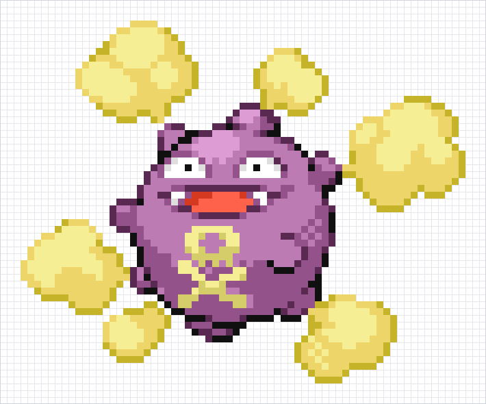 Koffing Pixel Art Grid