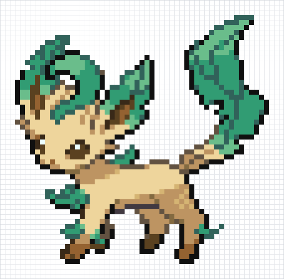 Leafeon Pixel Art Grid