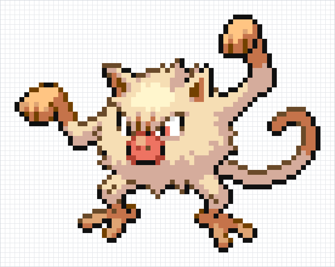 Mankey Pixel Art Grid