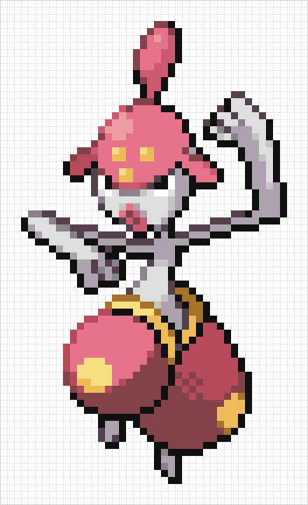 Medicham Pixel Art Grid