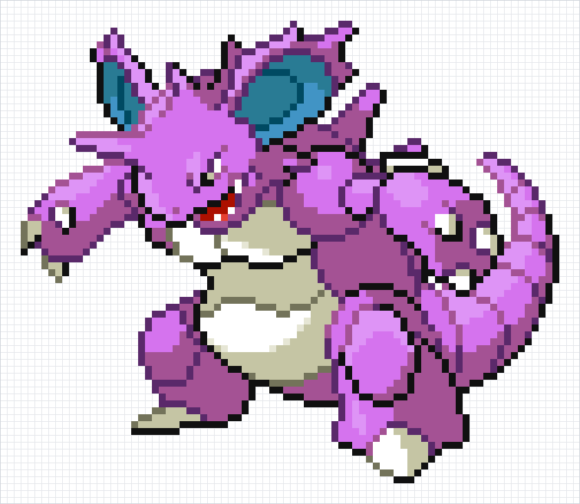 Nidoking Pixel Art Grid