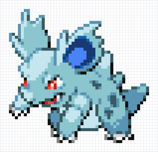 Nidorina Pixel Art Grid