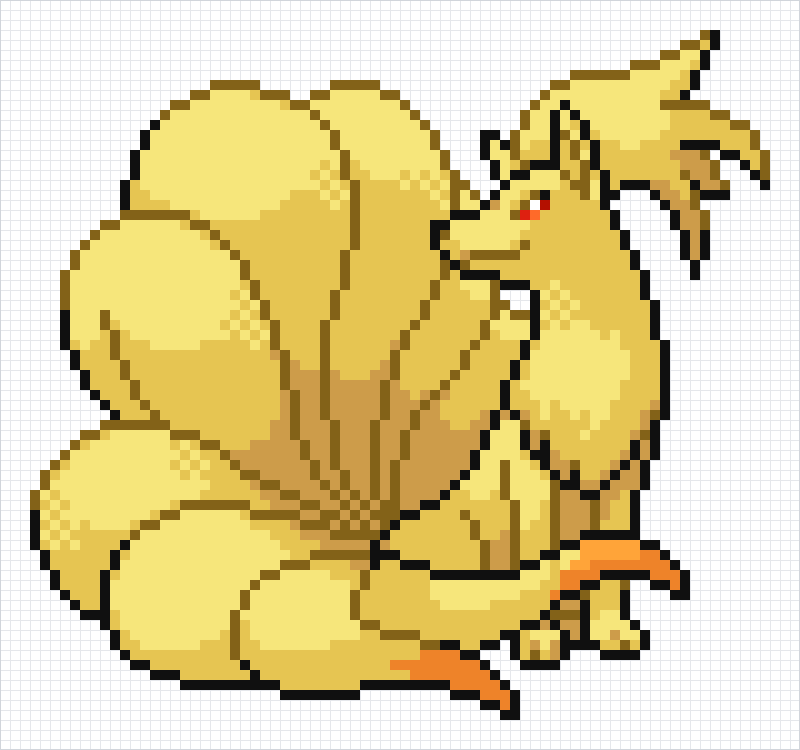 Ninetales Pixel Art Grid