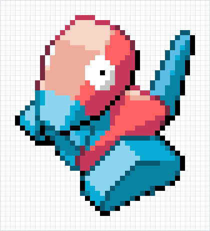 Porygon Pixel Art Grid