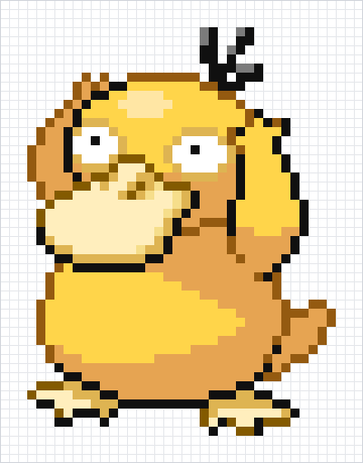 Psyduck Pixel Art Grid