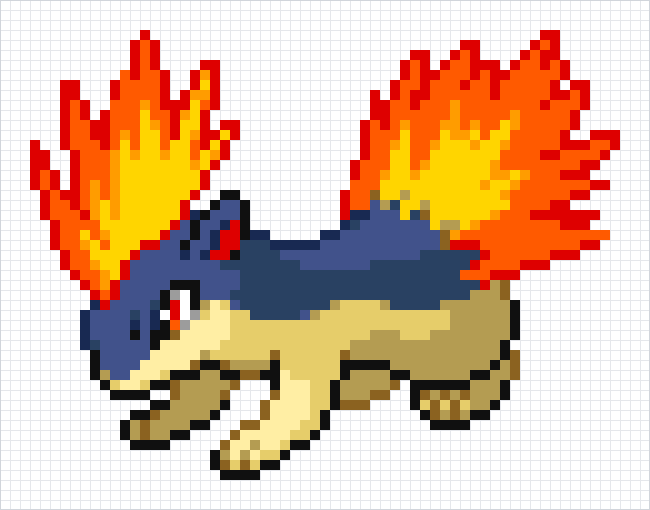 Quilava Pixel Art Grid