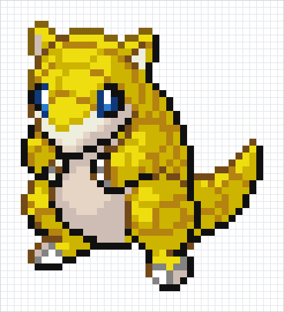 Sandshrew Pixel Art Grid