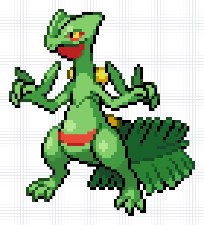 Sceptile Pixel Art Grid
