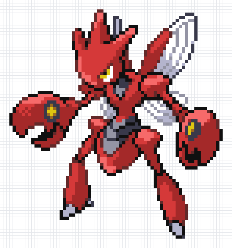 Scizor Pixel Art Grid