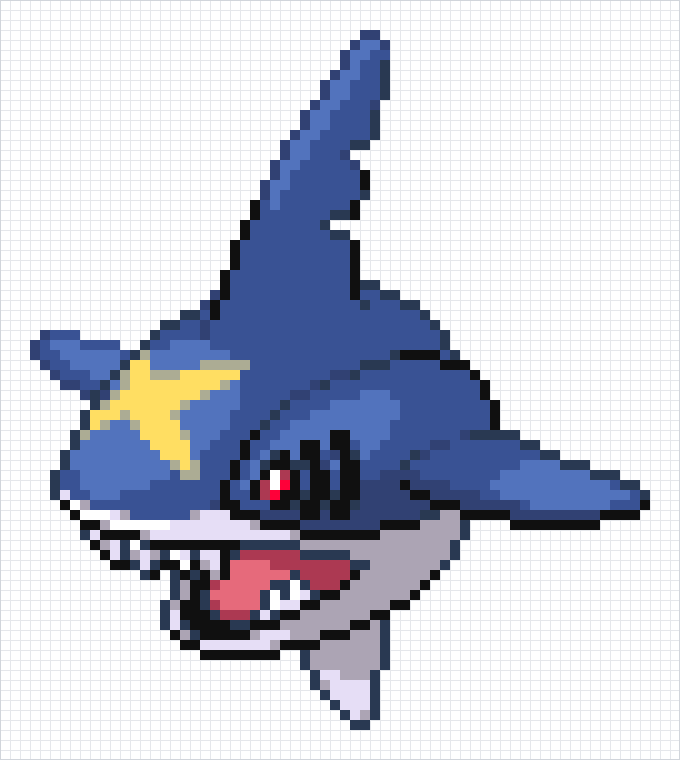 Sharpedo Pixel Art Grid