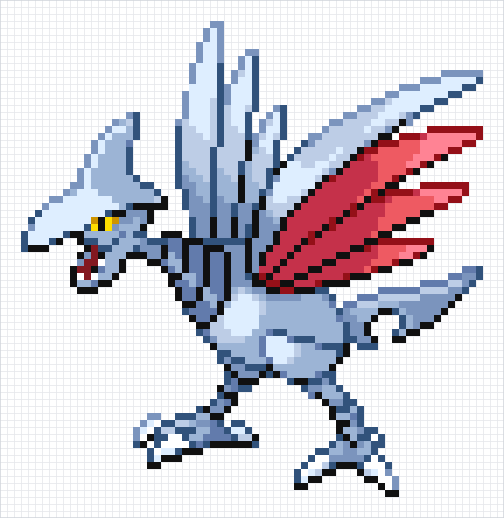 Skarmory Pixel Art Grid