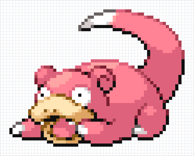 Slowpoke Pixel Art Grid