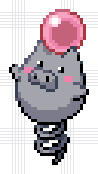 Spoink Pixel Art Grid