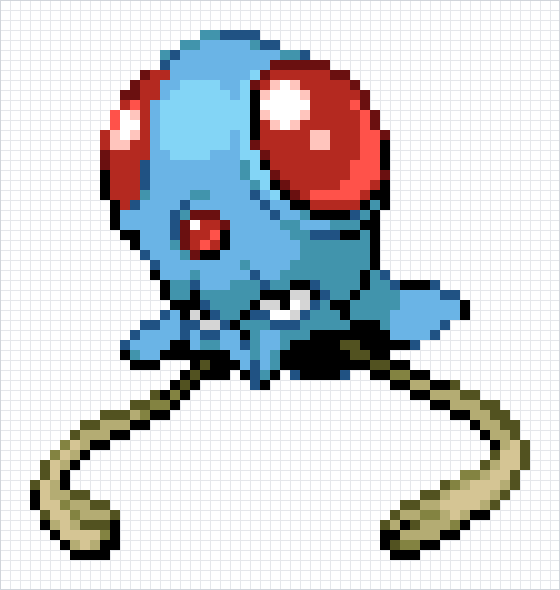 Tentacool Pixel Art Grid