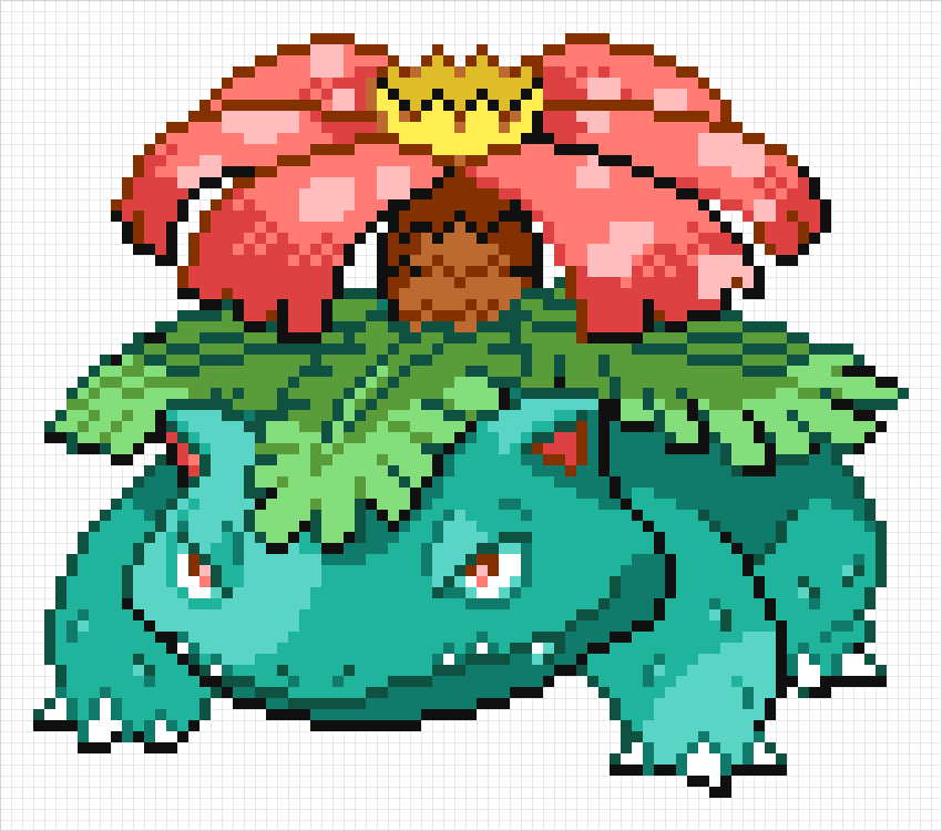 Venusaur Pixel Art Grid