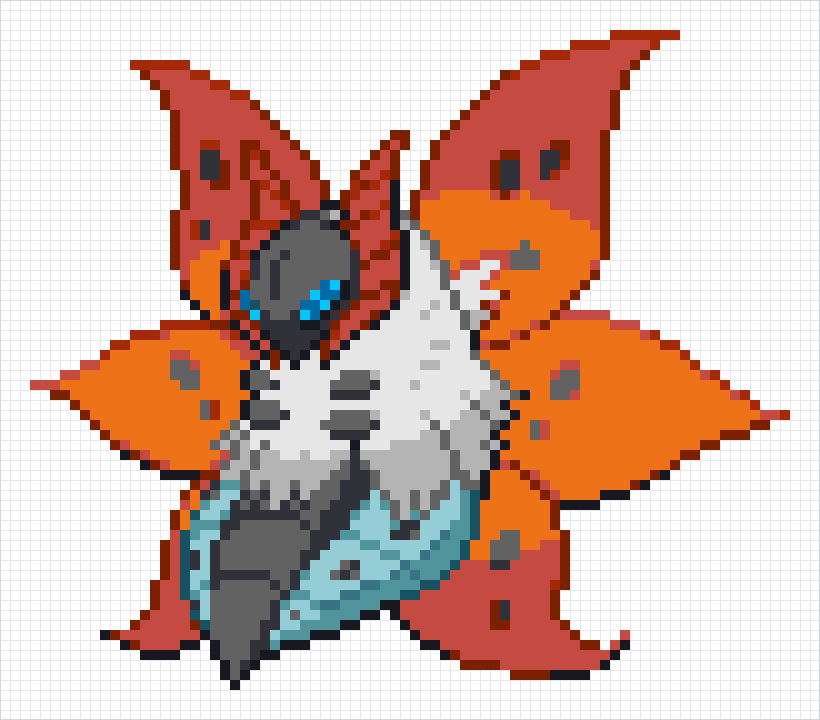 Volcarona Pixel Art Grid