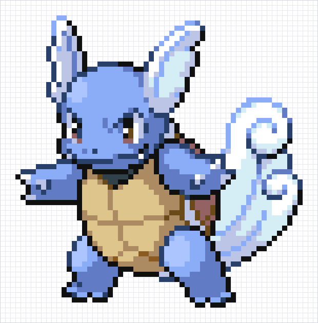 Wartortle Pixel Art Grid